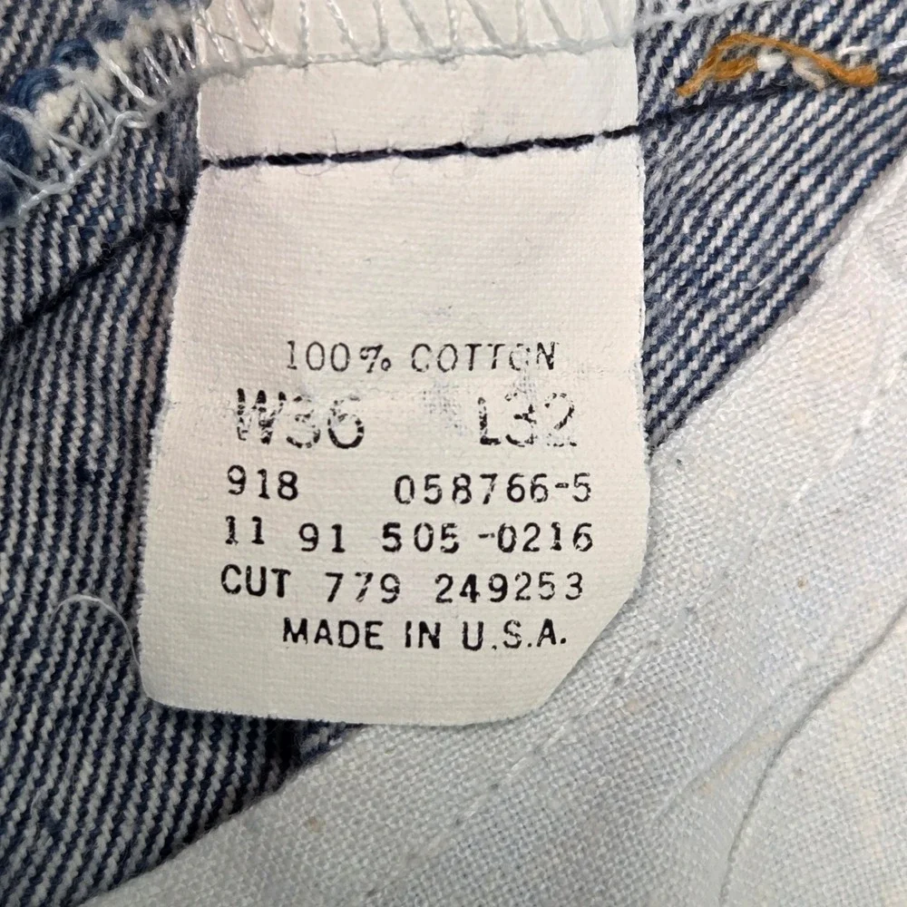 Vtg Levis 505 Jeans‎ Mens 36x32 Fits 34×31 Blue Vintage 1991 Made in USA Faded